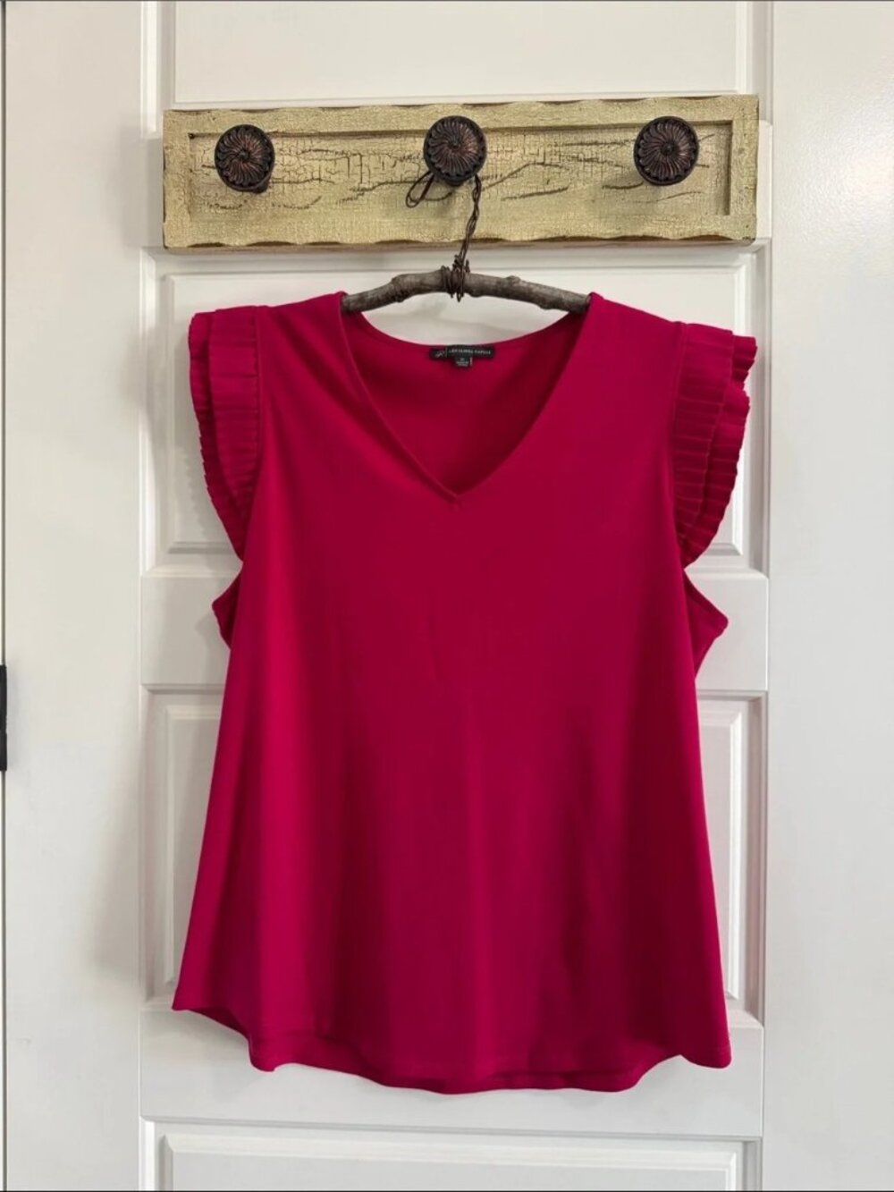 💗 Cute Adrianna Papell Flutter Sleeve Blouse | Pink (M)